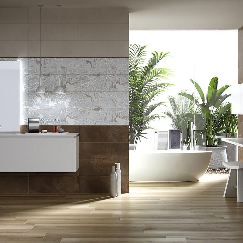 Natural Rectified Cement Effect Ceramic Coating 25x75 8.3mm Le Crete Rame - Herberia
