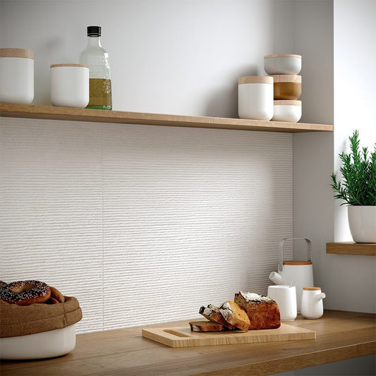 Ceramic Wall Effect Cladding Non Rectified Natural 25x75 8.3mm Orione Horizontal White - Herberia