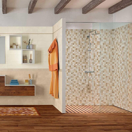 Rivestimento in Ceramica Decoro 20x50 Habita Square Beige - Herberia