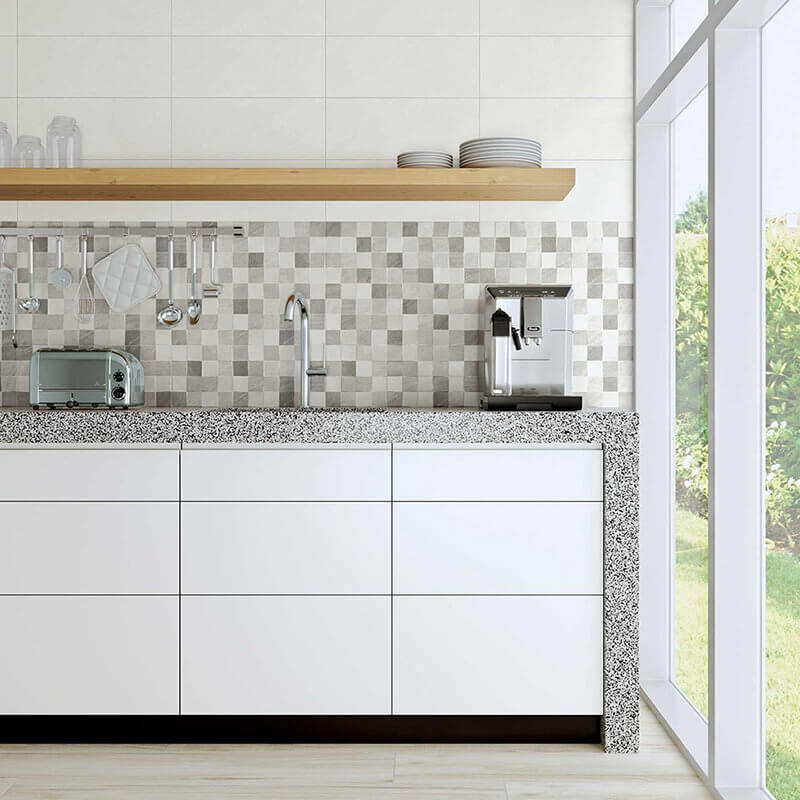 Natural Unrectified Stone Effect Ceramic Cladding 20x50 7mm Habita Square Grey - Herberia