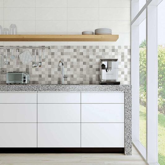 Natural Unrectified Stone Effect Ceramic Cladding 20x50 7mm Habita Square Grey - Herberia
