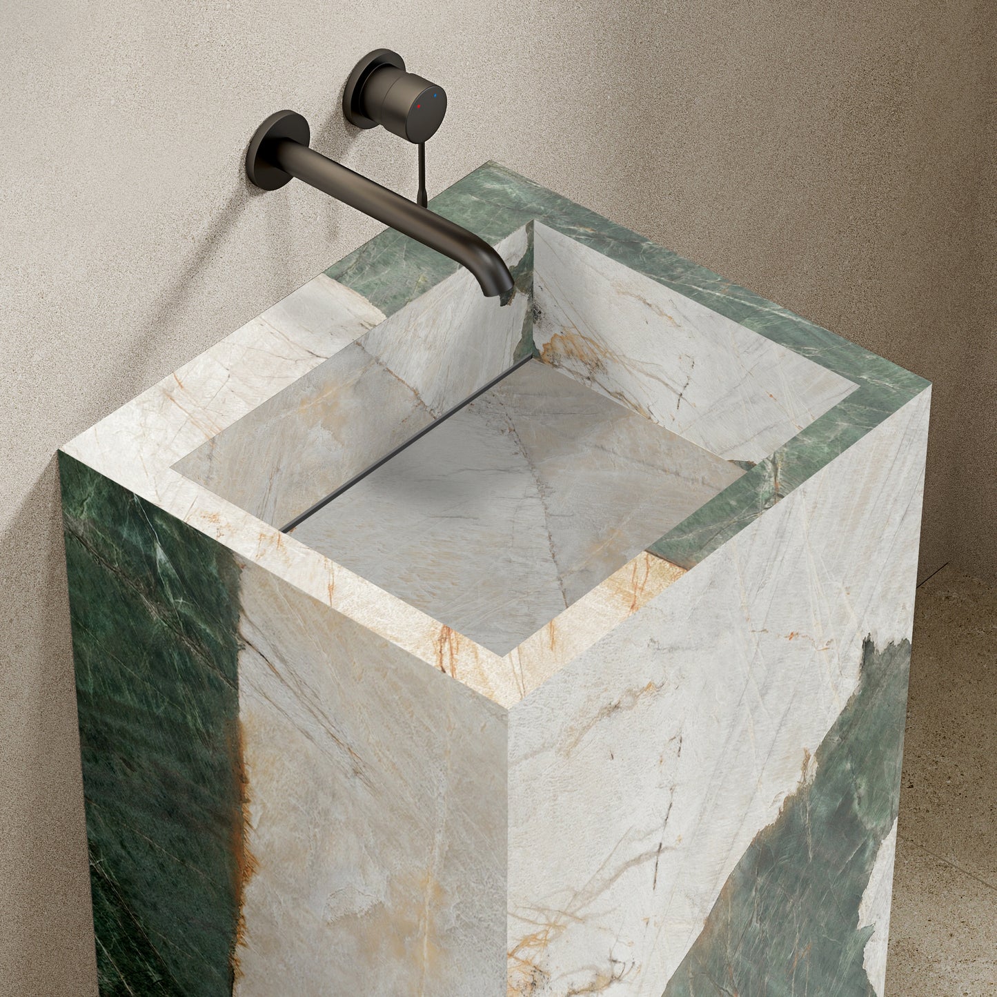 Lavabo Freestanding in Gres Lucido Heritage Aqua 60 cm - Pedestal
