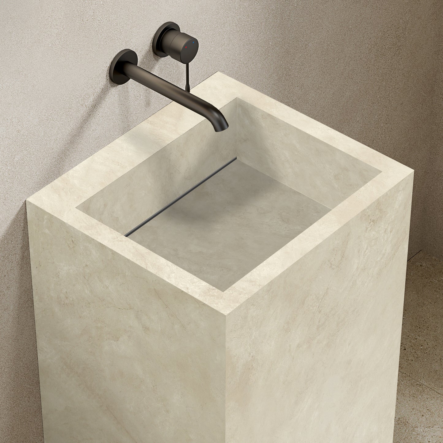 Lavabo Freestanding in Gres Opaco Crema Marfil 60 cm - Pedestal