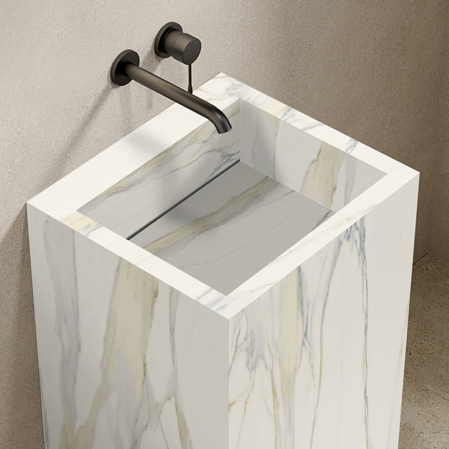 Lavabo Freestanding in Gres Opaco Calacatta 60 cm - Pedestal