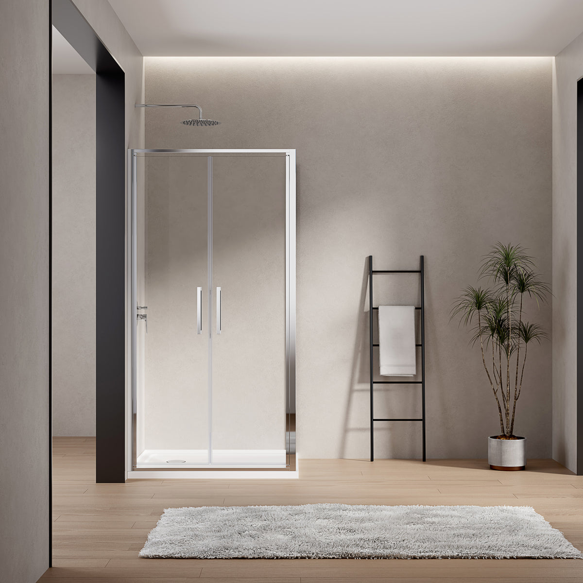 Porta Doccia 80 cm Saloon Vetro Trasparente e Profilo Cromo - Escape