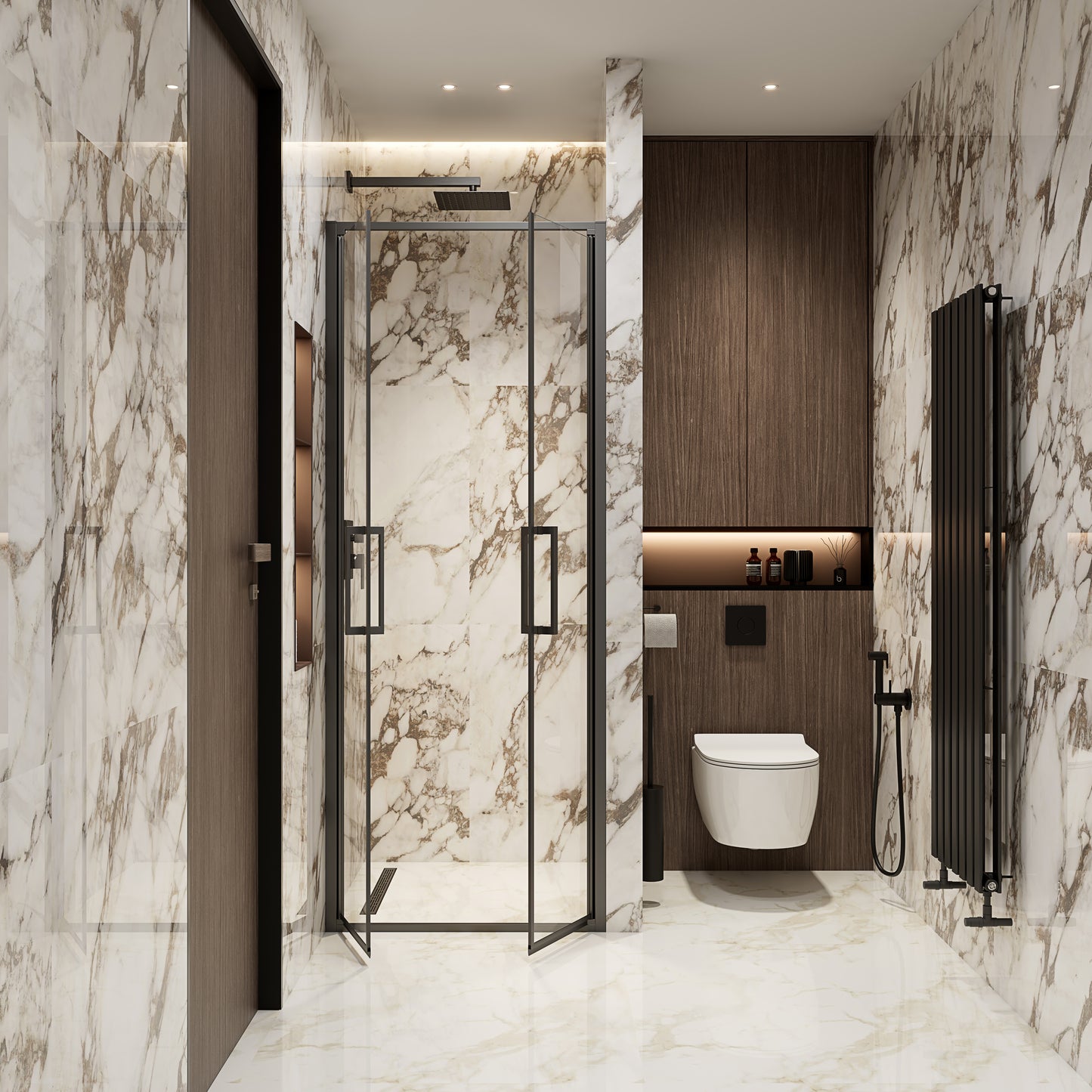 Porta Doccia 100 cm Saloon Vetro Trasparente e Profilo Nero - Escape