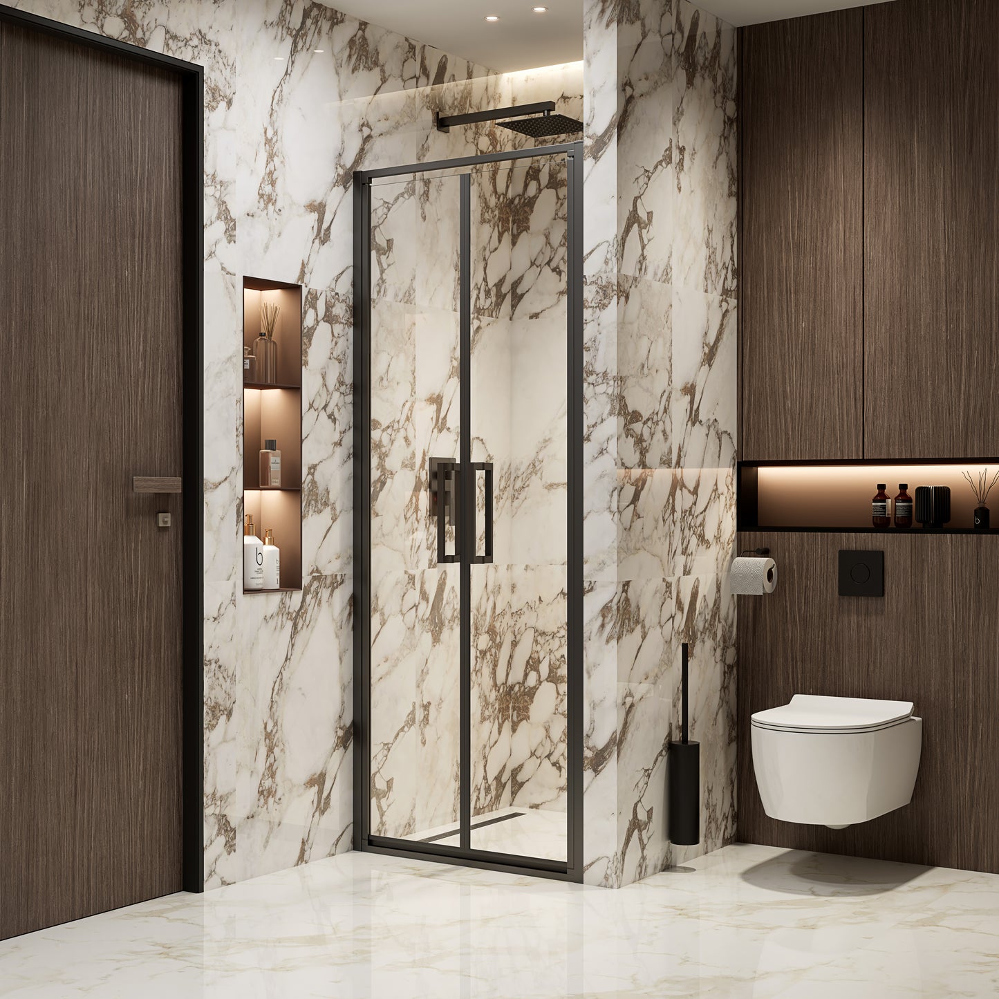 Porta Doccia 100 cm Saloon Vetro Trasparente e Profilo Nero - Escape