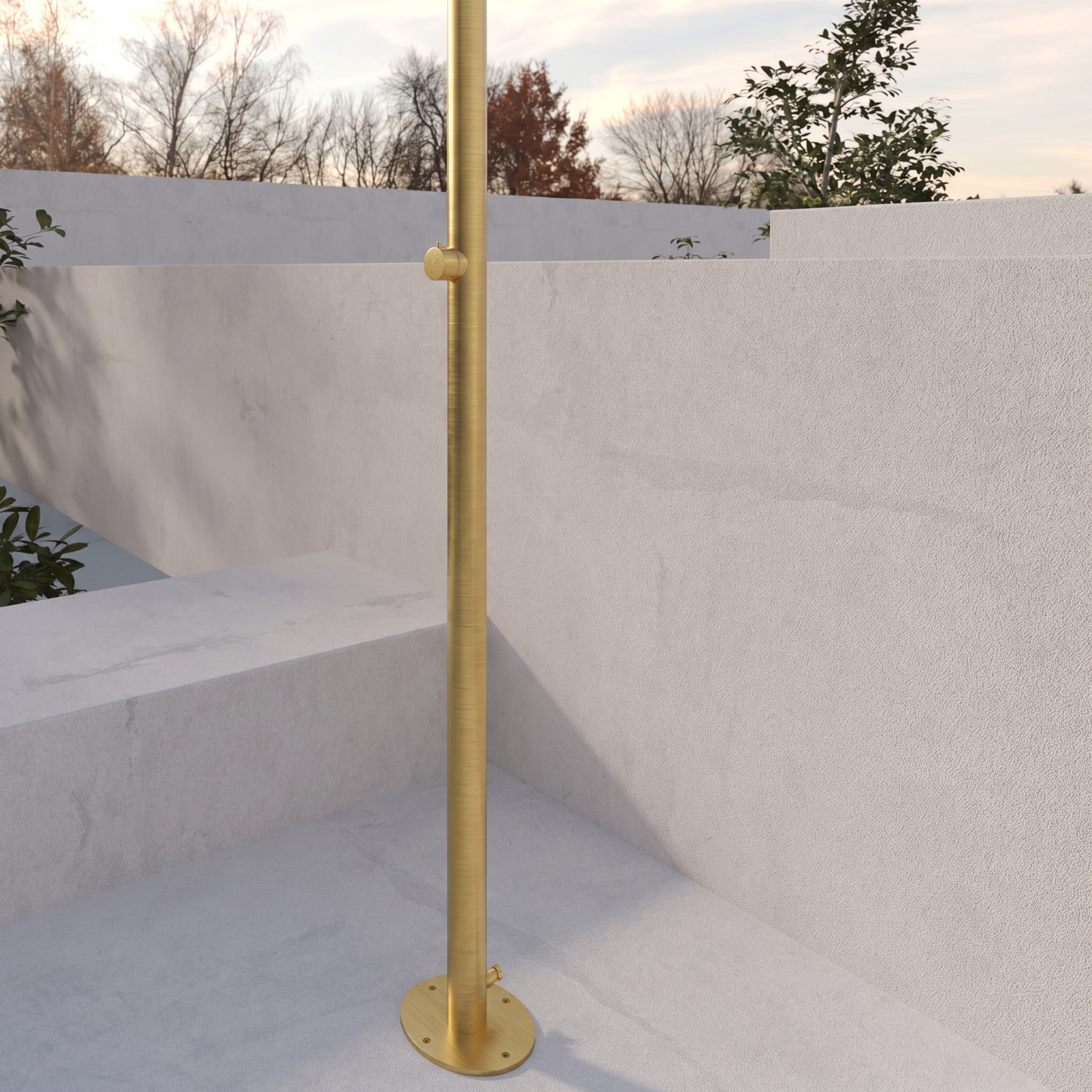 Colonna Doccia Per Esterno in Acciaio Inox Oro Spazzolato Con Ingresso Acqua Esterno - Lia