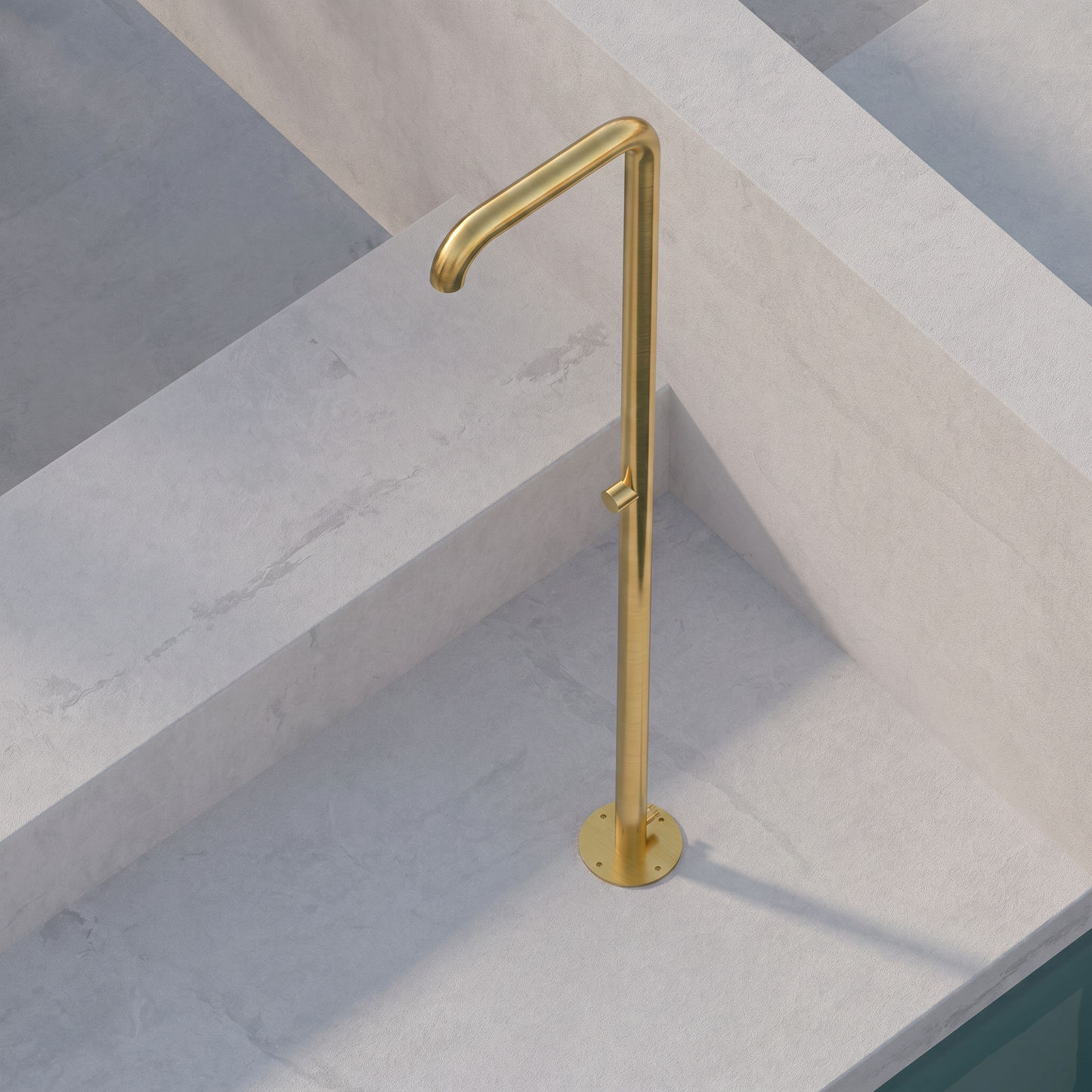 Colonna Doccia Per Esterno in Acciaio Inox Oro Spazzolato Con Ingresso Acqua Esterno - Lia