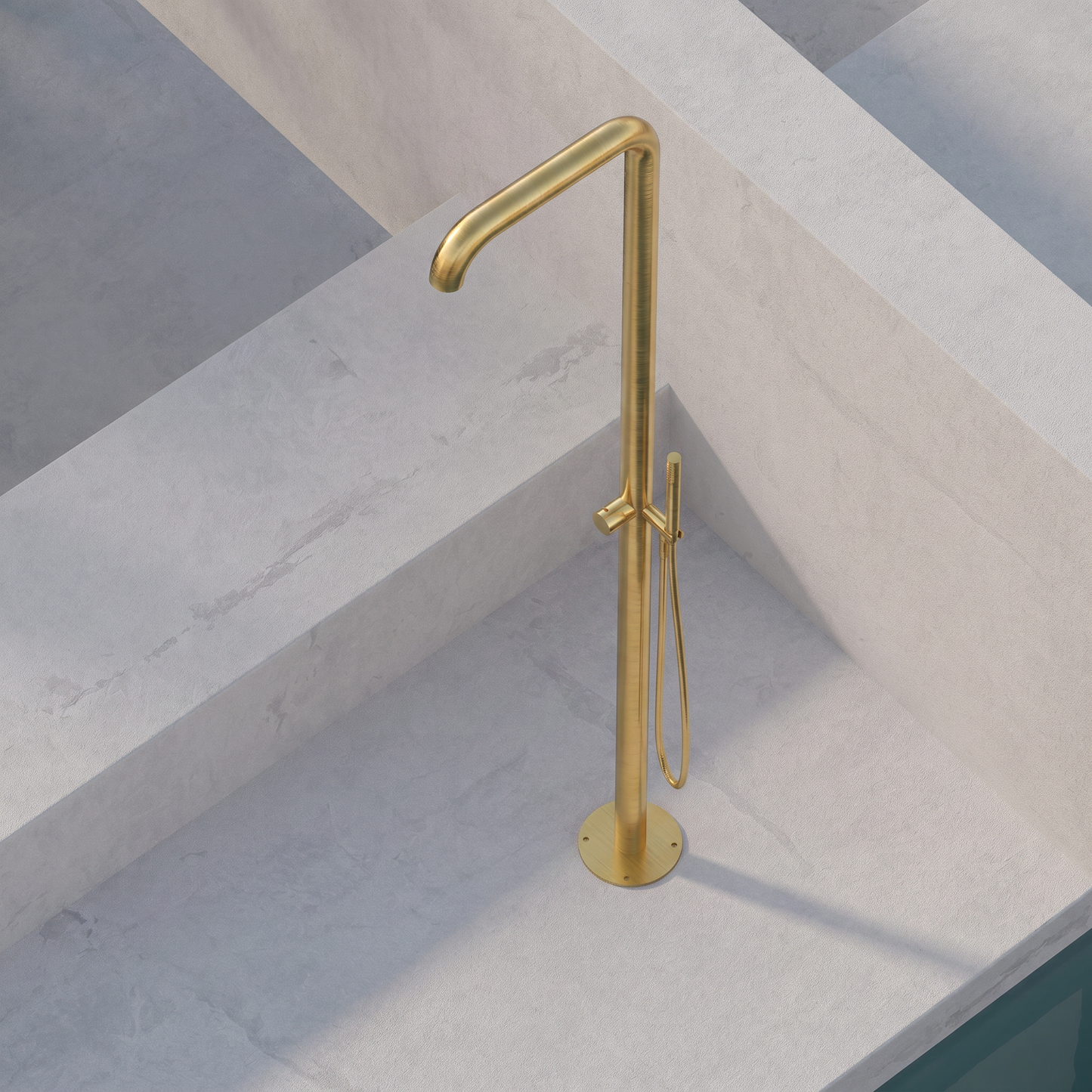 Colonna Doccia Per Esterno con Doccino in Acciaio Inox Oro Spazzolato - Lia Plus