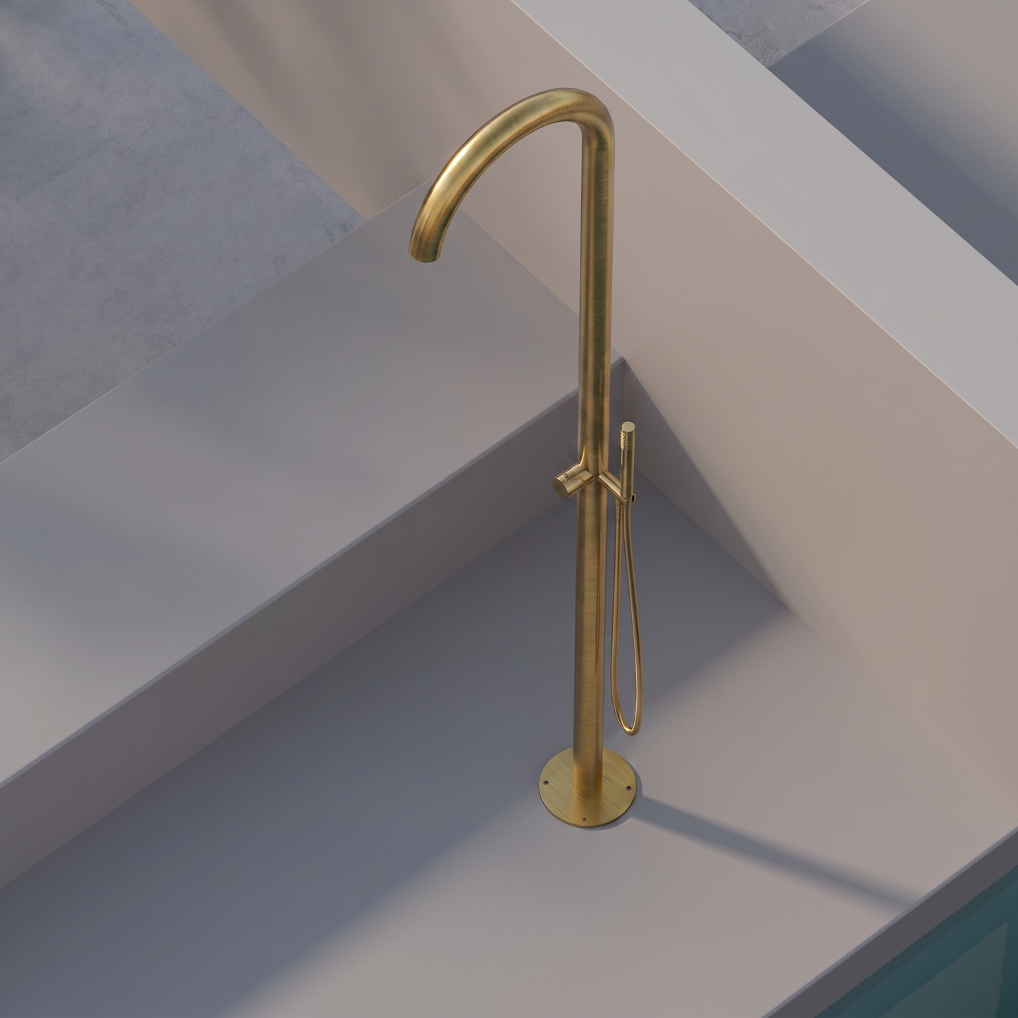 Colonna Doccia Per Esterno con Doccino in Acciaio Inox Oro Spazzolato - Zoe Plus
