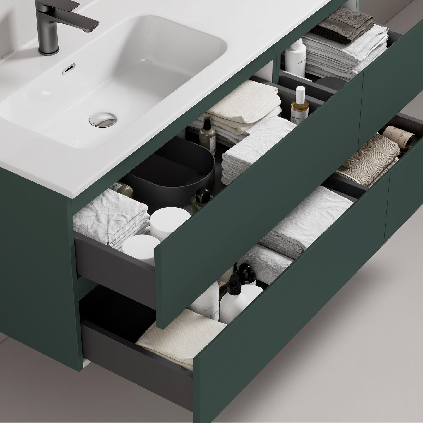 Mobile bagno sospeso 100 cm Verde Comodoro Lavabo a Sinistra in Ceramica Senza Specchio - Fiji Paint