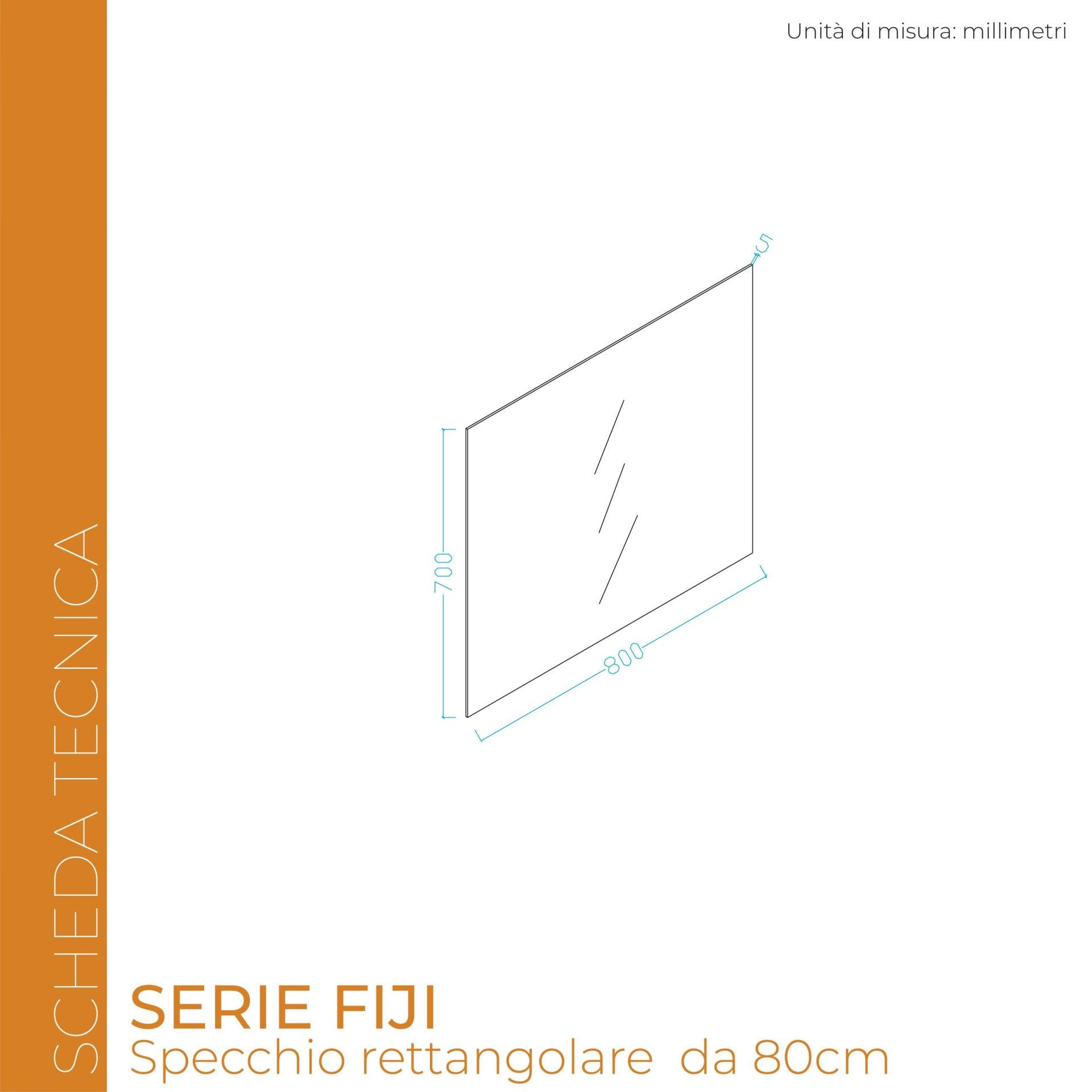 Specchio Rettangolare 80 cm Fiji - Meda (25688634)