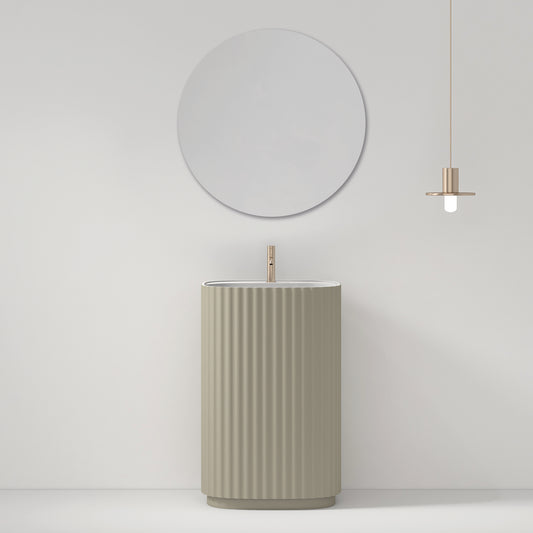 Lavabo Freestanding Reid 50 cm Tortora Specchio Tondo - Meda