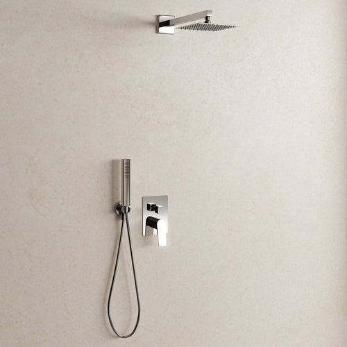 Set Incasso Doccia con Deviatore Cromo con Braccio Doccia e Soffione 25x25 cm - Sun