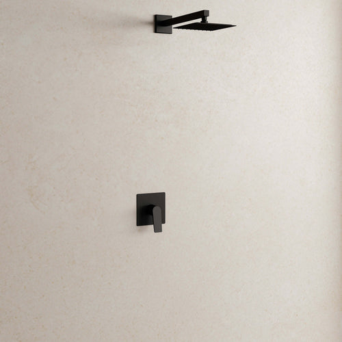 Set Incasso Doccia Nero con Braccio Doccia e Soffione 25x25 cm - Sun