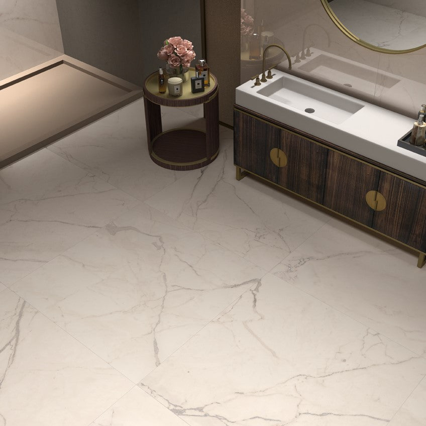 Gres Porcellanato Effetto Marmo 120x120 Trex3 Tortora Lappato Lucidato - La Faenza