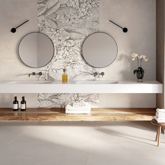 Gres Porcellanato Effetto Cemento Rettificato Naturale 122x122 9mm Continental White - Tuscania