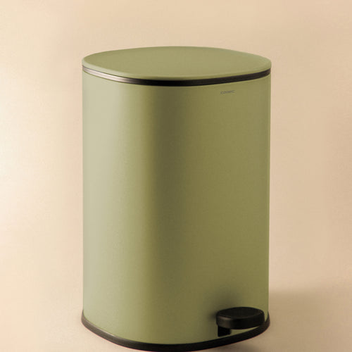 Gettacarta Tondo Cestino 5 Litri Sage Green Essentials - Cosmic stylish trash can in sage green with foot pedal.