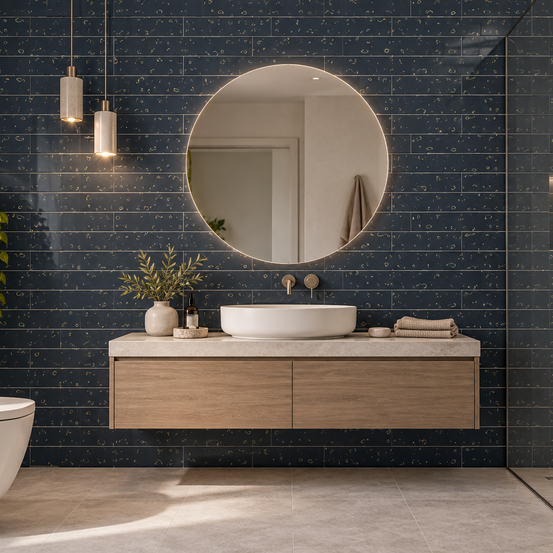 Rivestimento in Ceramica Effetto Decoro Naturale 20x50 Blu Lime Drops - Naxos
