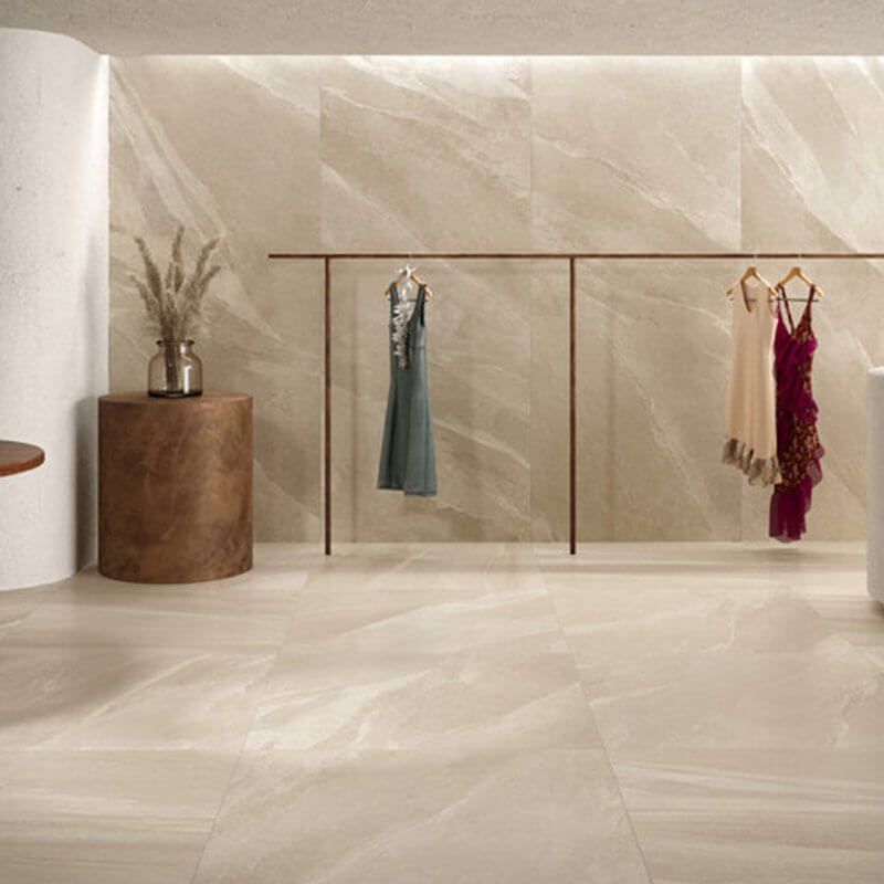 Natural Rectified Stone Effect Porcelain Stoneware 60x120 10mm Pietra Ligure Sabbia - Herberia