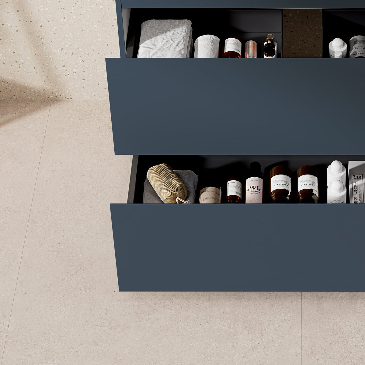 Mobile bagno a Terra 100 cm Blu Mare Lavabo in Resina Specchio Quadro Retroilluminato - Nube Paint