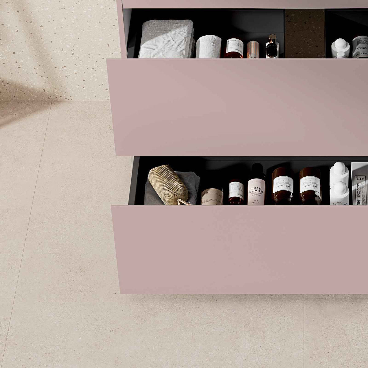Mobile bagno a Terra 100 cm Rosa Retrò Lavabo in Resina Specchio Quadro - Nube Paint