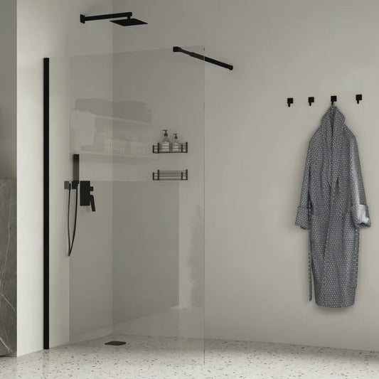 Parete Walk-in 100 cm Vetro Trasparente e Profilo Nero - Rest