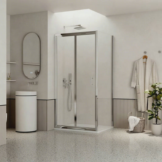 Box Doccia 70x100 cm Soffietto Vetro Trasparente e Profilo Cromo - Escape