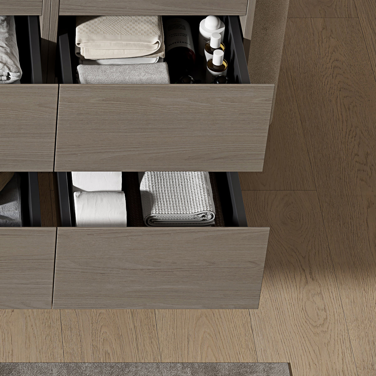 Mobile bagno sospeso 140 cm Beige Lavabo a Sinistra in Resina Specchio Quadro - Fiji Wood