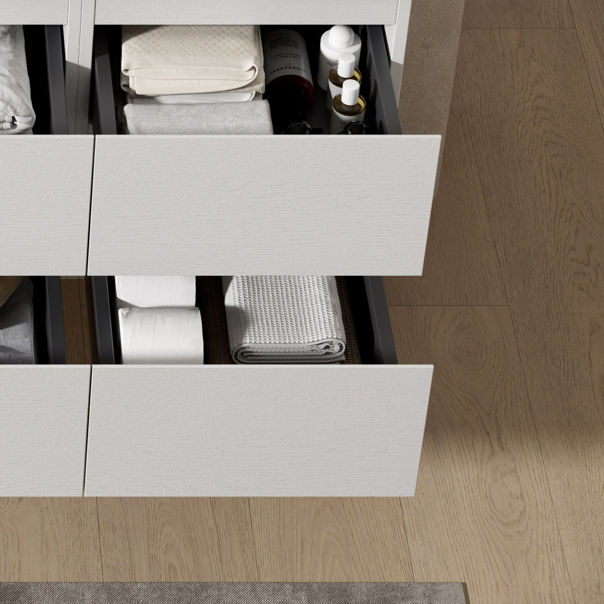 Mobile bagno sospeso 100 cm Bianco Lavabo a Sinistra in Ceramica Specchio Tondo Retroilluminato - Fiji Wood