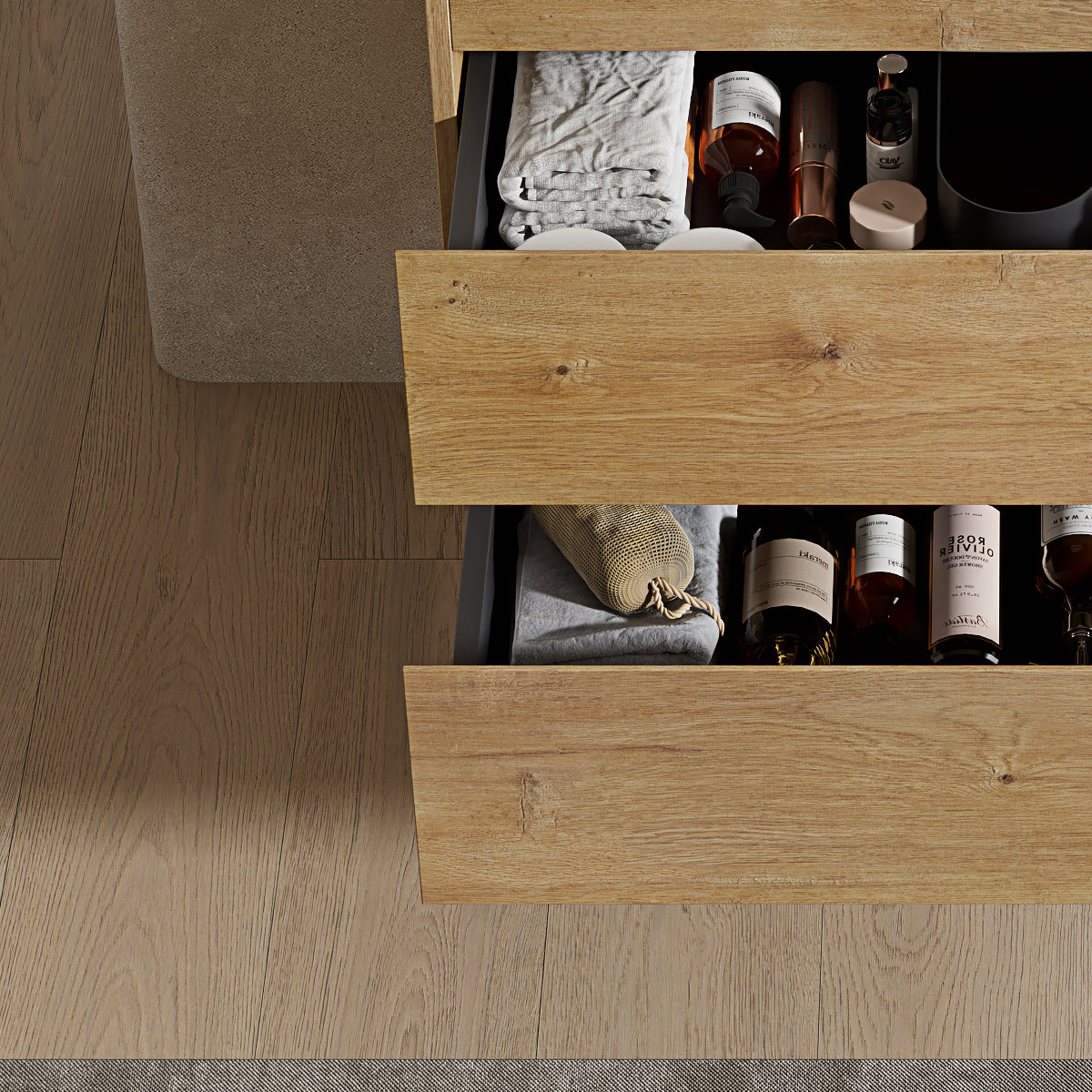 Mobile bagno sospeso 100 cm Bruno Medio Lavabo in Resina Specchio Quadro - Fiji Wood