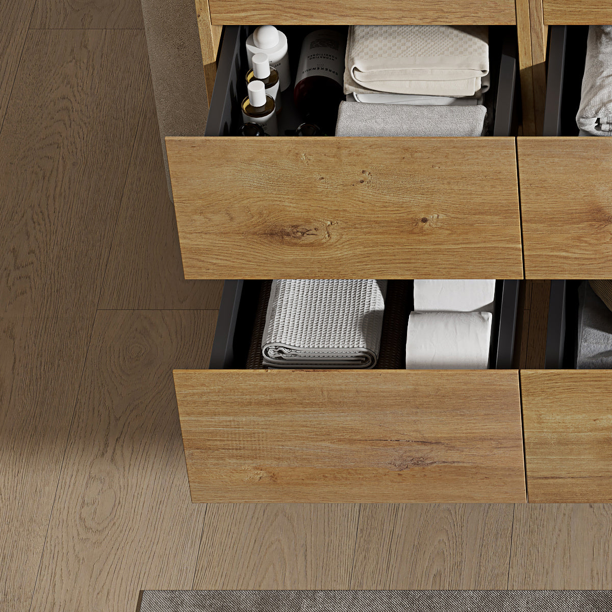 Mobile bagno sospeso 120 cm Bruno Medio Lavabo a Destra in Resina Specchio Quadro - Fiji Wood