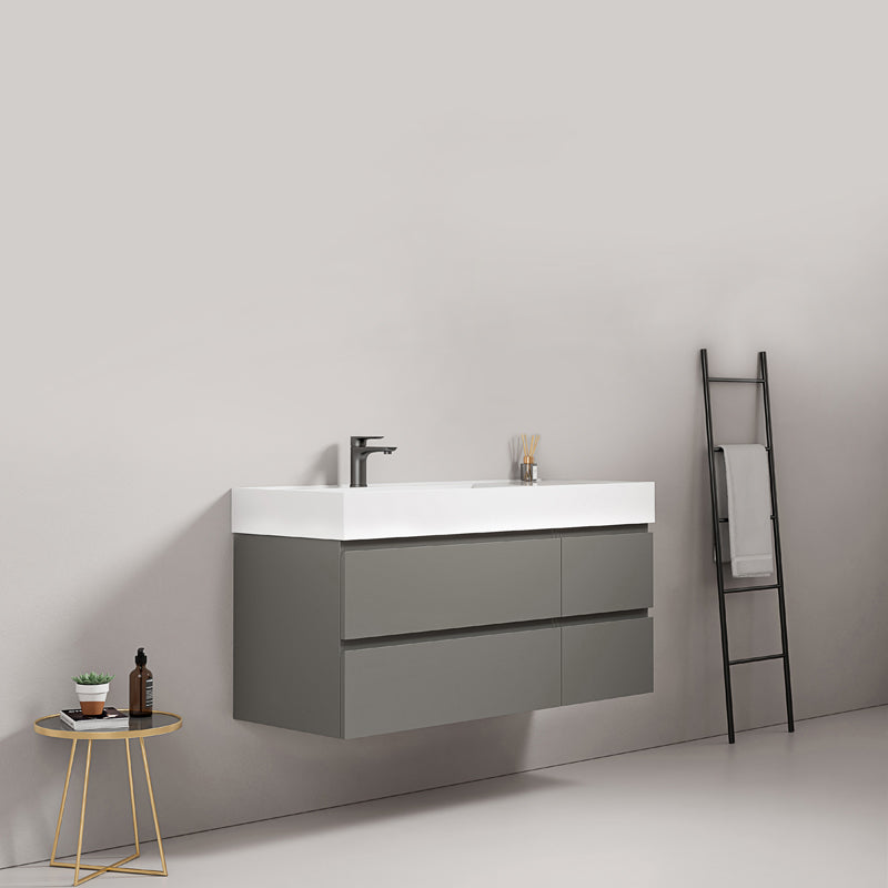 Mobile bagno sospeso 120 cm Grigio Londra Lavabo a Sinistra in Resina Senza Specchio - Fiji Paint
