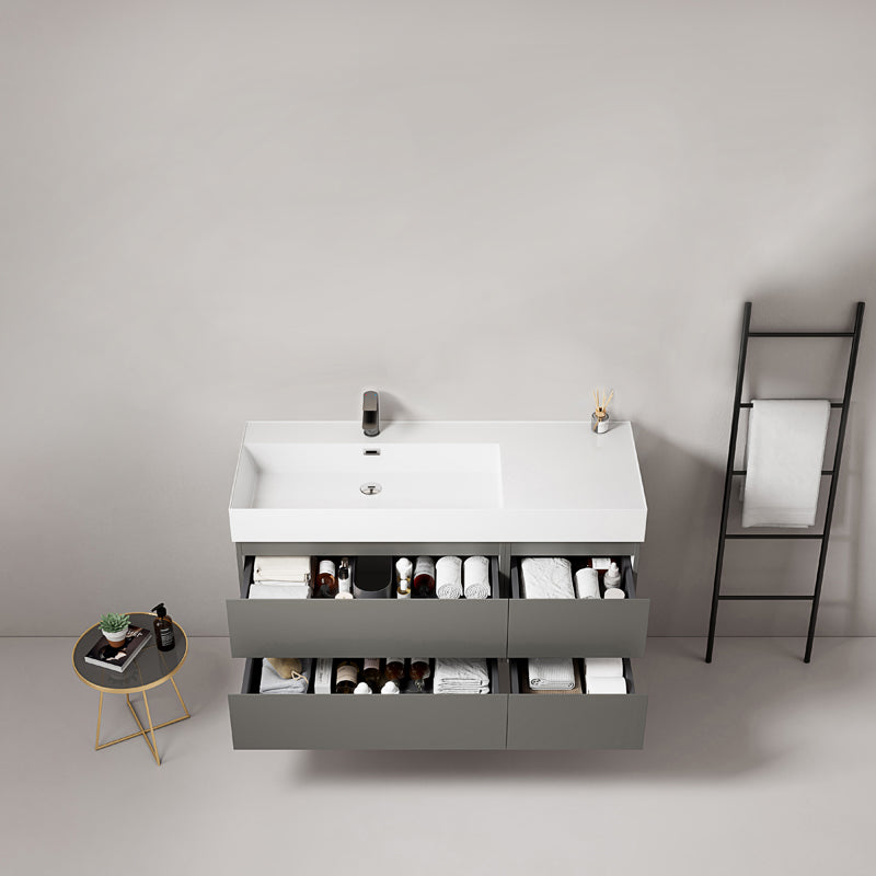 Mobile bagno sospeso 120 cm Grigio Londra Lavabo a Sinistra in Resina Senza Specchio - Fiji Paint