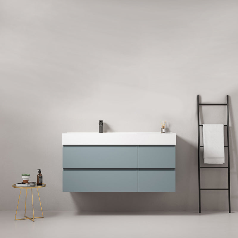 120cm Avio Blue Wall-hung Bathroom Cabinet Left-Hand Resin Sink Without Mirror - Fiji Paint