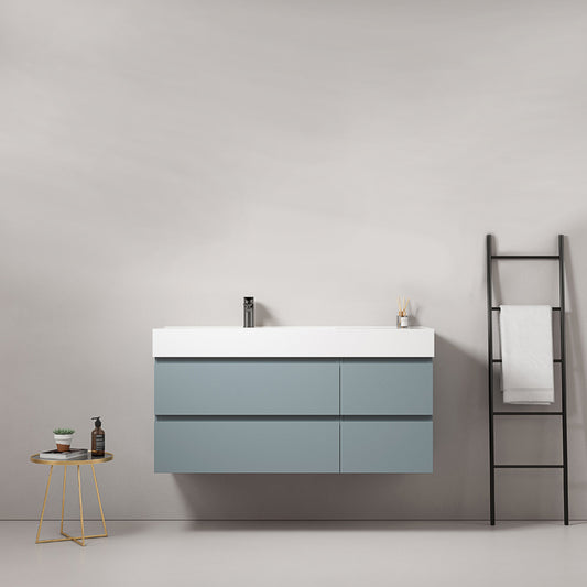 120cm Avio Blue Wall-hung Bathroom Cabinet Left-Hand Resin Sink Without Mirror - Fiji Paint