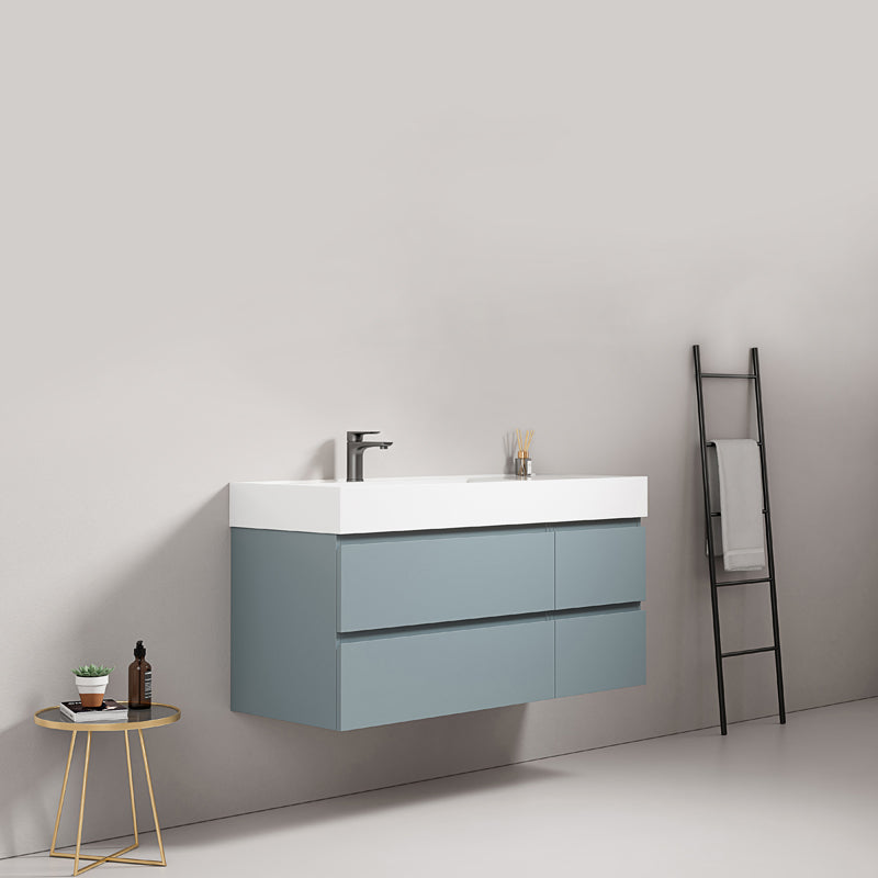 120cm Avio Blue Wall-hung Bathroom Cabinet Left-Hand Resin Sink Without Mirror - Fiji Paint