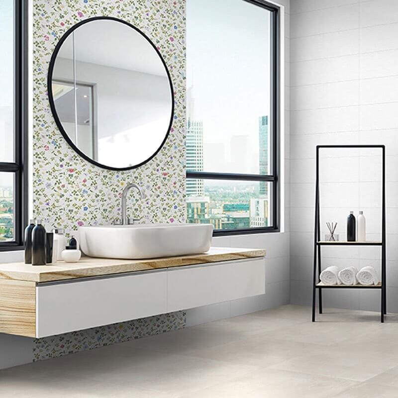 Rivestimento in Ceramica Effetto Cemento 25x75 Bianco Glam - Area Ceramiche